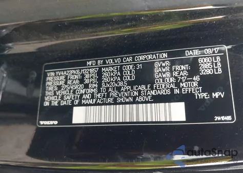 2018 Volvo Xc90 T6 Momentum z USA, uszkodzony, nr VIN YV4A22PK6J1321857